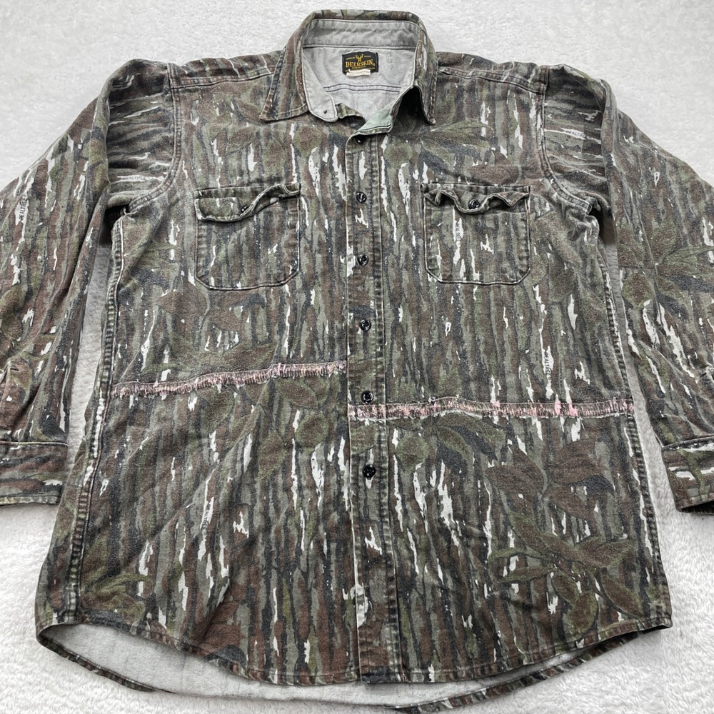 Deerskin Camo‎ Flannel Shirt Mens Long Sleeve Button Up Outdoors Hunting